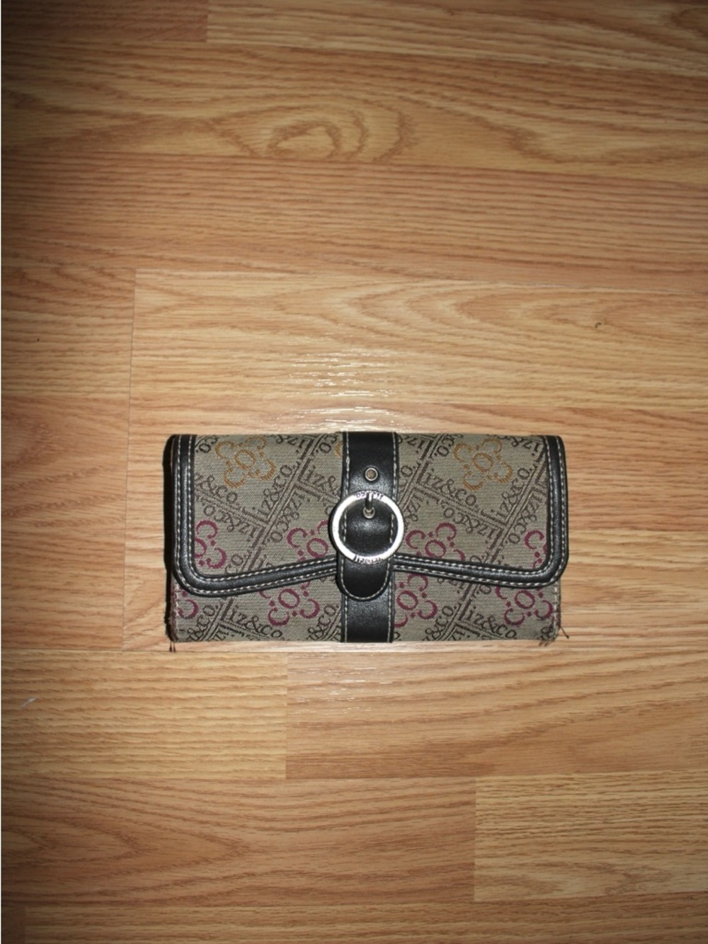 Designer-Inspired Beige Patterned Wallet with Black Trim